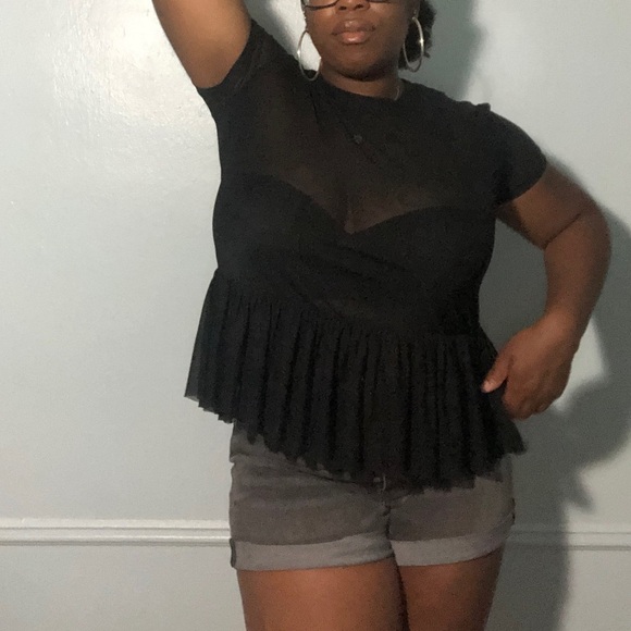 Cotton Candy Tops - Cotton Candy Sheer Peplum Top Size M